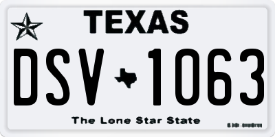 TX license plate DSV1063