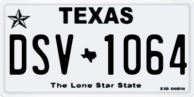 TX license plate DSV1064