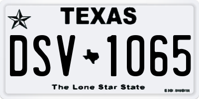 TX license plate DSV1065