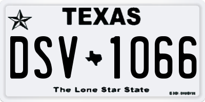 TX license plate DSV1066