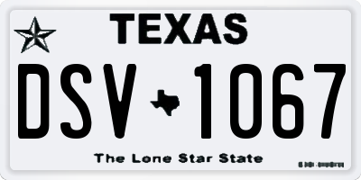 TX license plate DSV1067