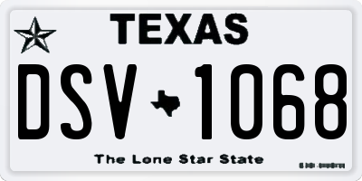 TX license plate DSV1068