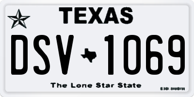TX license plate DSV1069