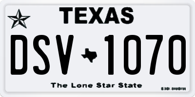 TX license plate DSV1070