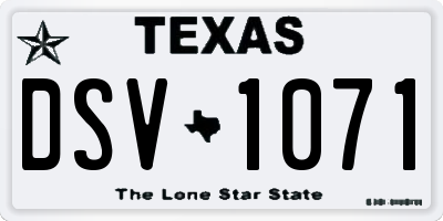 TX license plate DSV1071