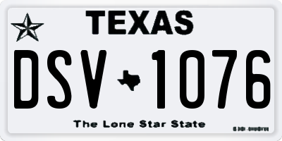 TX license plate DSV1076