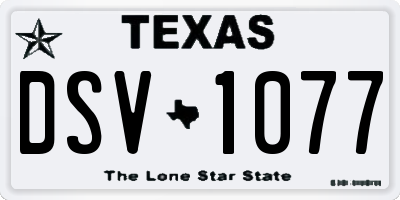 TX license plate DSV1077