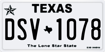 TX license plate DSV1078