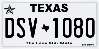 TX license plate DSV1080