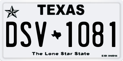 TX license plate DSV1081