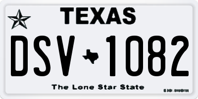 TX license plate DSV1082