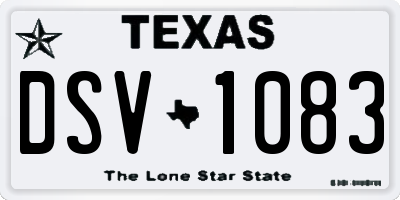 TX license plate DSV1083