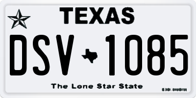 TX license plate DSV1085