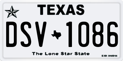 TX license plate DSV1086