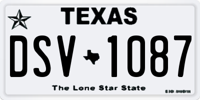 TX license plate DSV1087