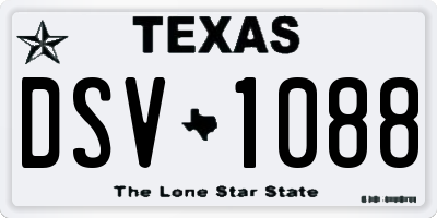 TX license plate DSV1088