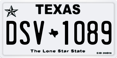TX license plate DSV1089