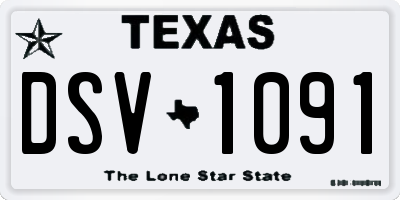 TX license plate DSV1091