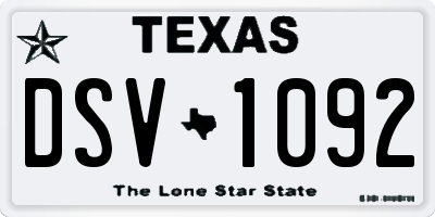 TX license plate DSV1092