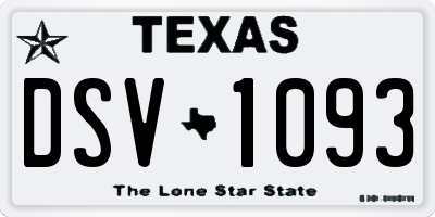 TX license plate DSV1093