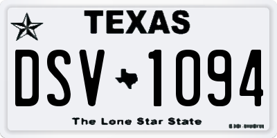TX license plate DSV1094