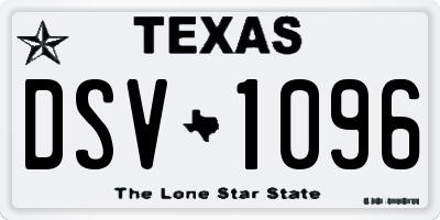 TX license plate DSV1096