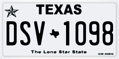 TX license plate DSV1098