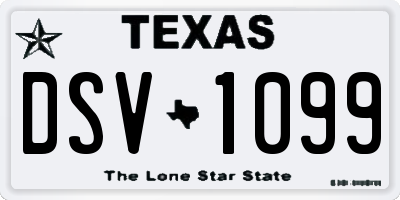 TX license plate DSV1099