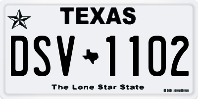 TX license plate DSV1102