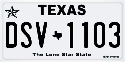 TX license plate DSV1103