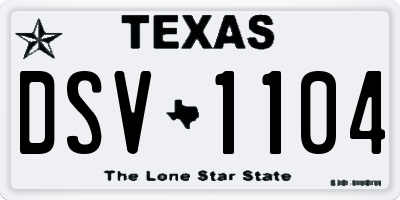 TX license plate DSV1104