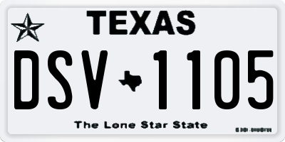 TX license plate DSV1105