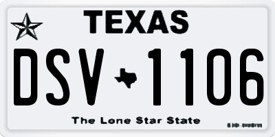 TX license plate DSV1106