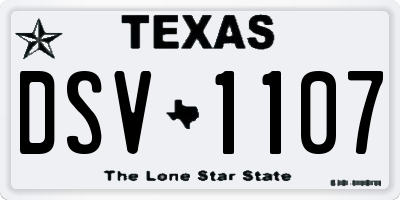 TX license plate DSV1107
