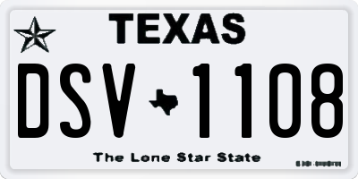 TX license plate DSV1108