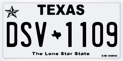 TX license plate DSV1109