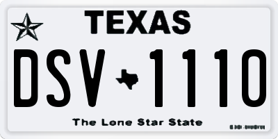 TX license plate DSV1110