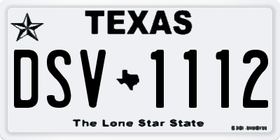 TX license plate DSV1112
