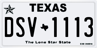 TX license plate DSV1113