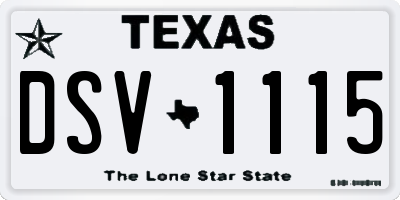 TX license plate DSV1115