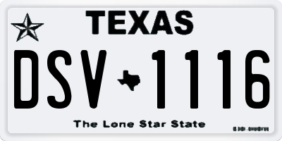 TX license plate DSV1116
