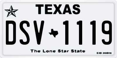 TX license plate DSV1119