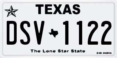 TX license plate DSV1122