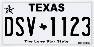 TX license plate DSV1123