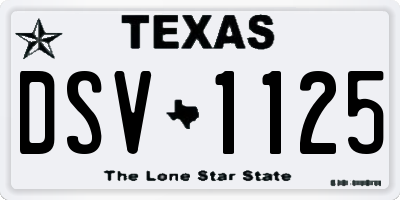 TX license plate DSV1125