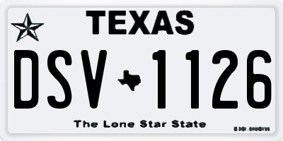 TX license plate DSV1126
