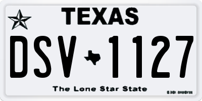 TX license plate DSV1127