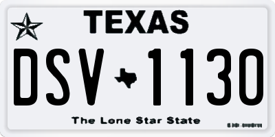 TX license plate DSV1130
