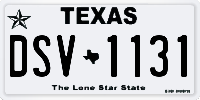 TX license plate DSV1131