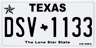 TX license plate DSV1133